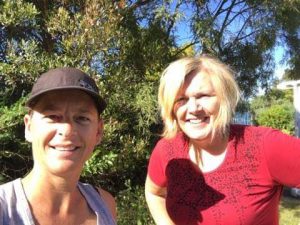 Barb and Alisa Timebank Trade in the Garden